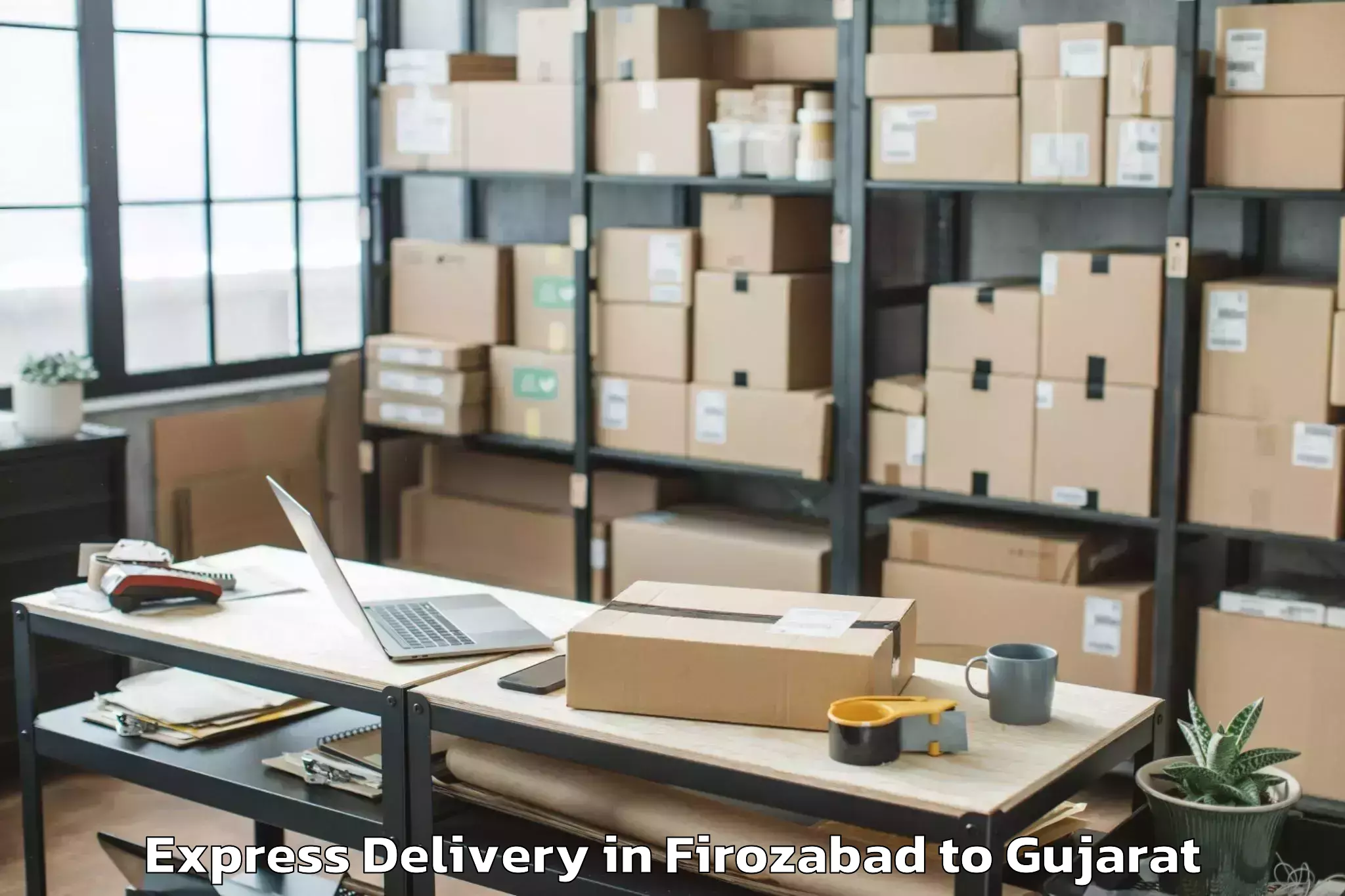 Trusted Firozabad to Khambhaliya Express Delivery